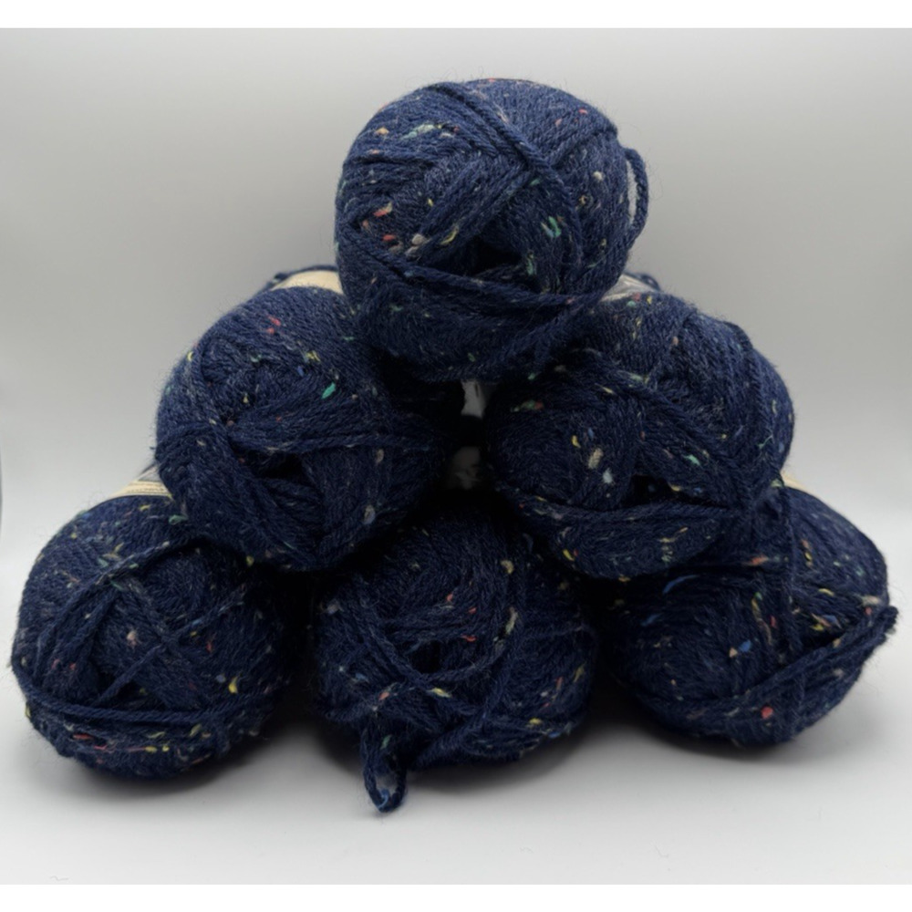 Lion Brand Wool Ease Yarn Navy Sprinkles 6 Skeins 3oz 197 Yards 4 Ply Wool Blend - Picture 6 of 6